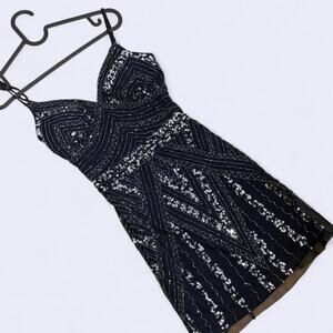 MARINA Black Sequin Mini Dress – Size 2 | Gatsby Glam | Like NEW
